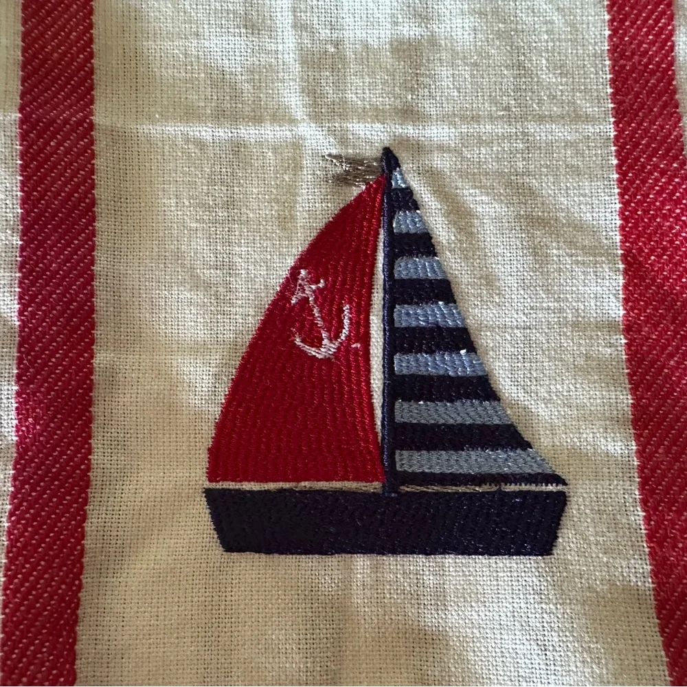 Striped‎ Nautical Towels Set 3 piece Red White Blue NEW